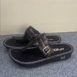 Alegria Black Slide Sandals with Buckle